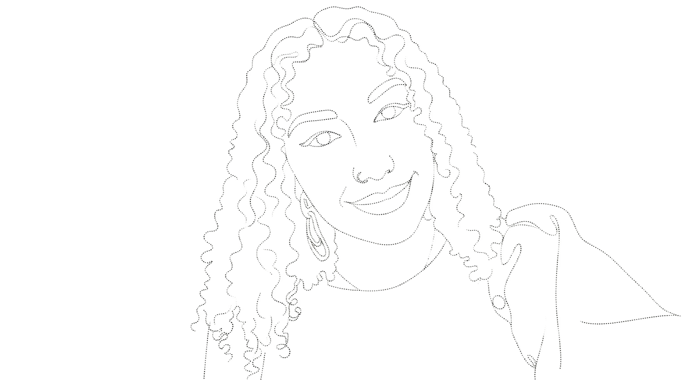 Line-drawing portrait of Amy